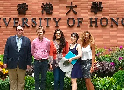 Historians in front of Hong Kong University sign