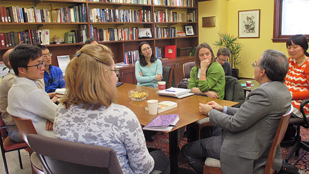 Group discussion in the Reading Room